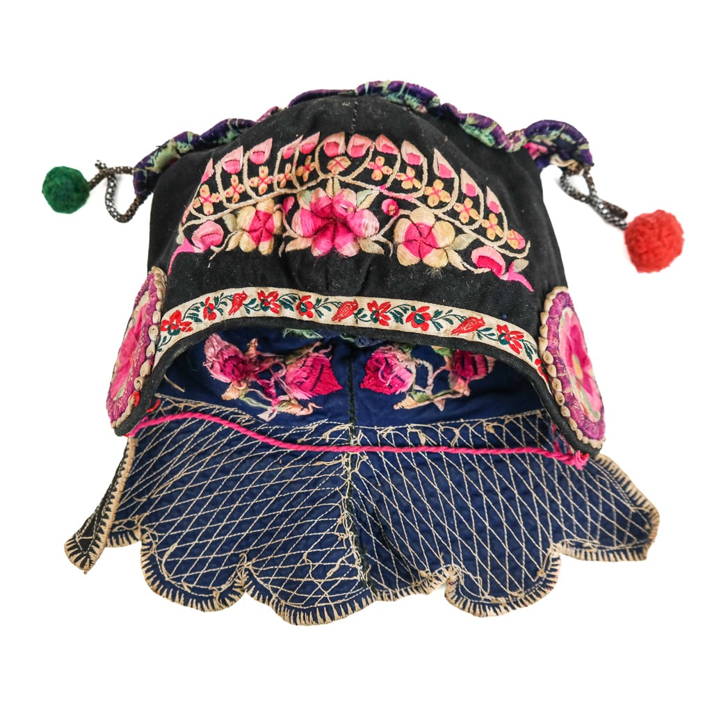 Crewel Asian Embroidered Child's Hat (1 of 9)