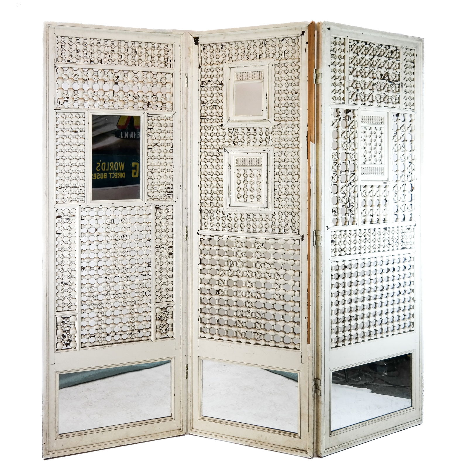 Antique Victorian Reticulated Three-Panel Screen (1 of 13)