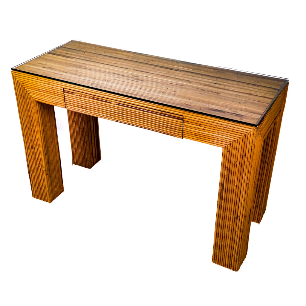 Art Deco Waterfall Bamboo Console Desk (1 of 11)