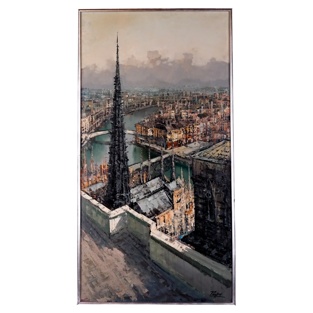 POUSSIN (?): Notre Dame, Paris - Oil Painting (1 of 12)