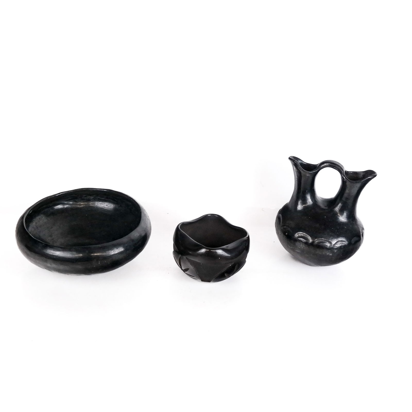 Three San Ildefonso Blackware Pottery Vessels (1 of 12)