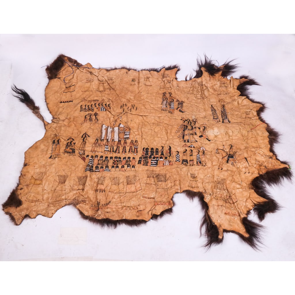 Sioux Painted Buffalo Hide Rug (1 of 15)