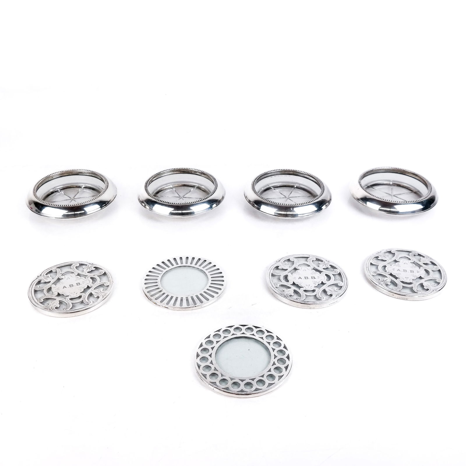 9 Silver- and Sterling Silver-Mounted Coasters (1 of 7)