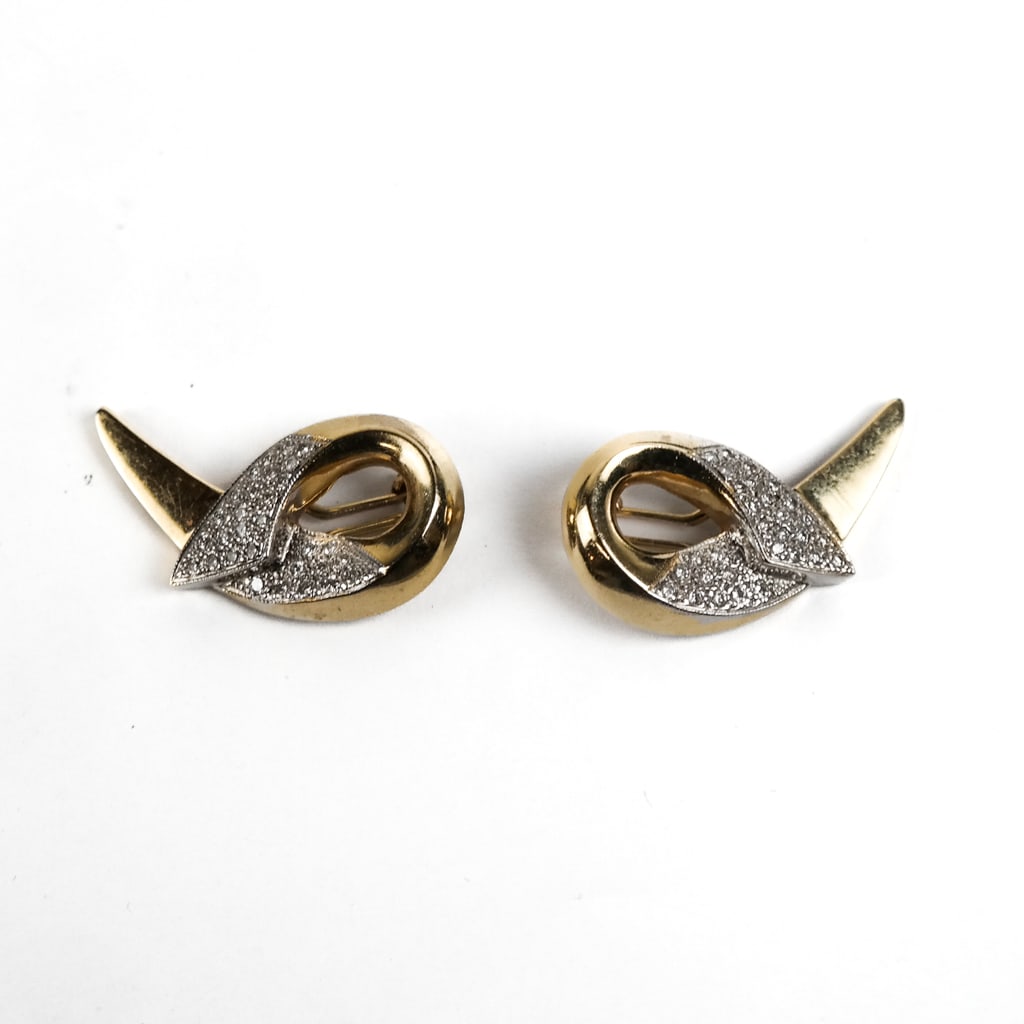 Pair of 14K Gold & Diamond Earrings (1 of 7)