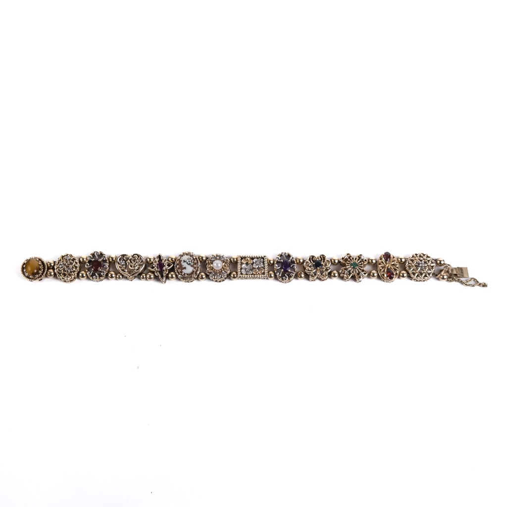14K Gold, Diamond and Other Stone Bracelet (1 of 6)