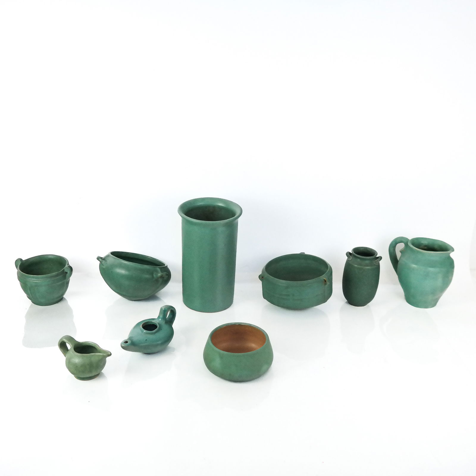 Nine Pieces of Green American Art Pottery (1 of 12)