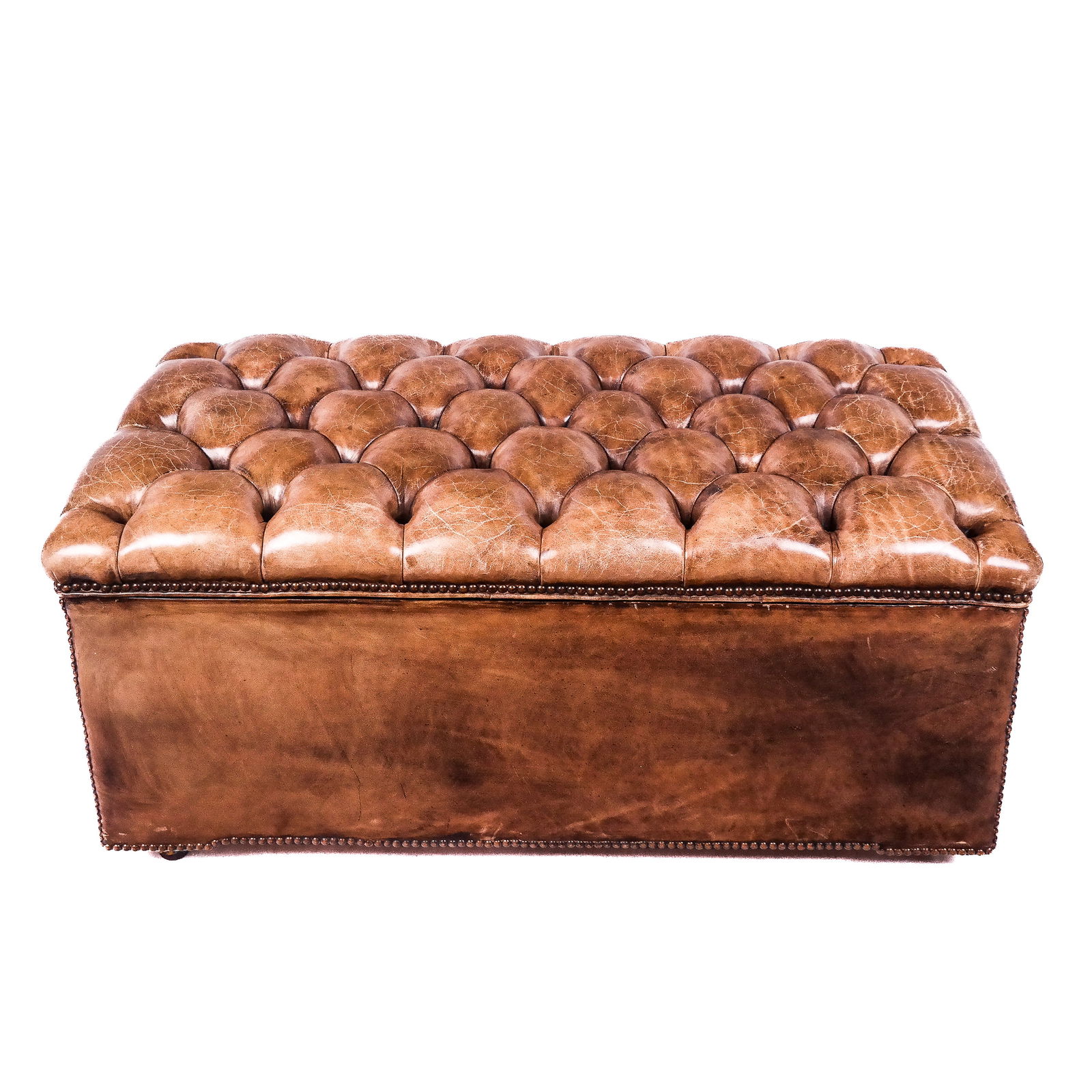English Tufted Leather Lift-Top Trunk (1 of 9)
