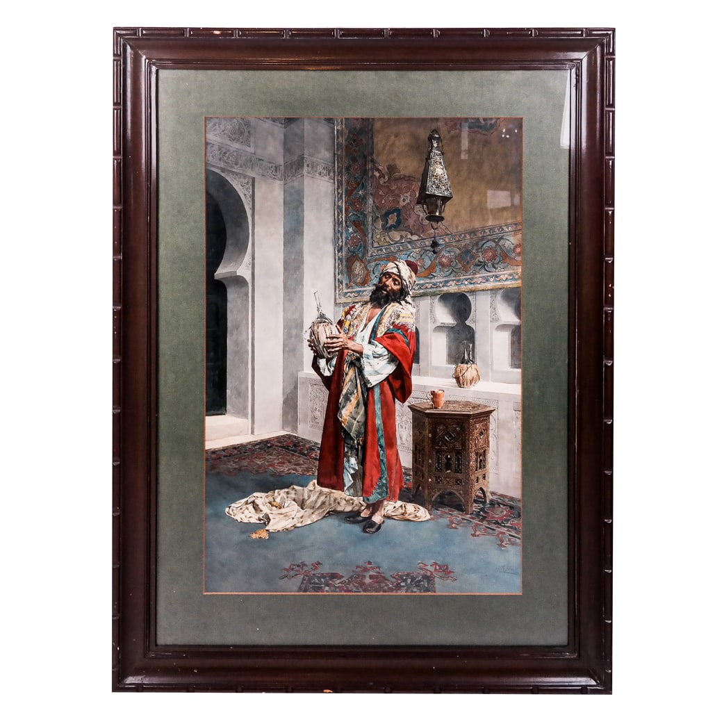 A. COSTA Y FABRES: Interior Scene - Watercolor Painting (1 of 12)