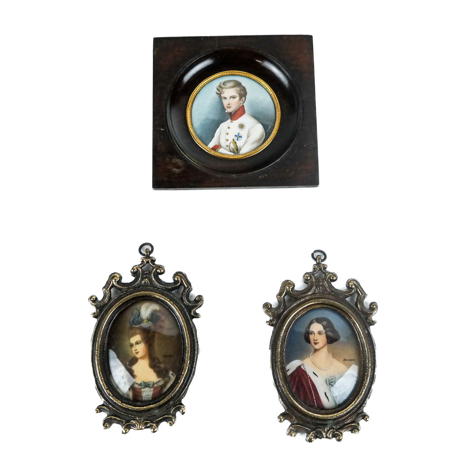 Three Antique Miniature Portraits (1 of 8)
