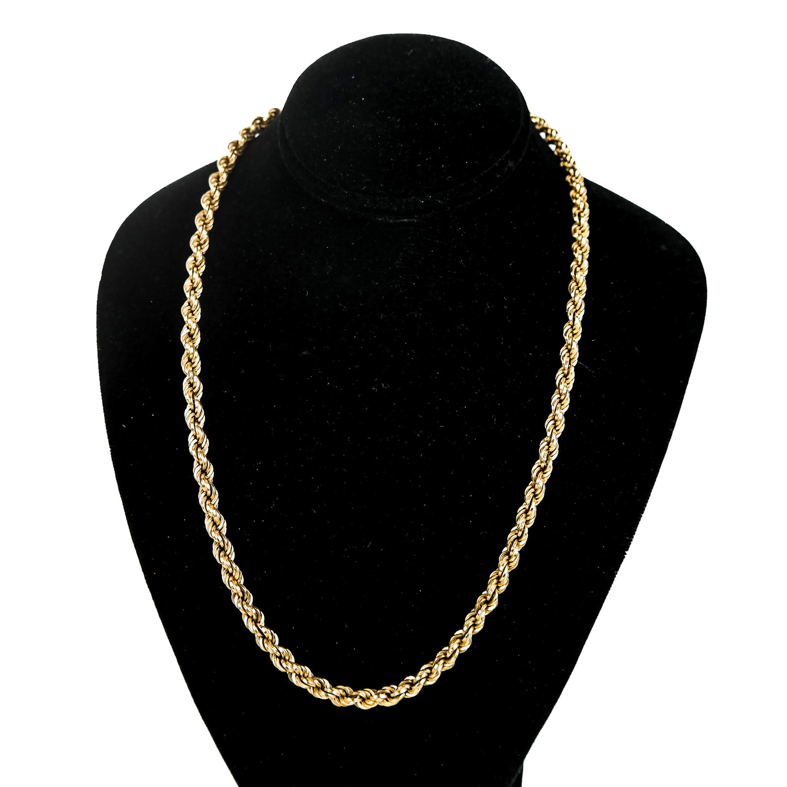 14K Yellow Gold Rope Chain: 14K yellow gold rope chain. 9 dwt. [17" L].