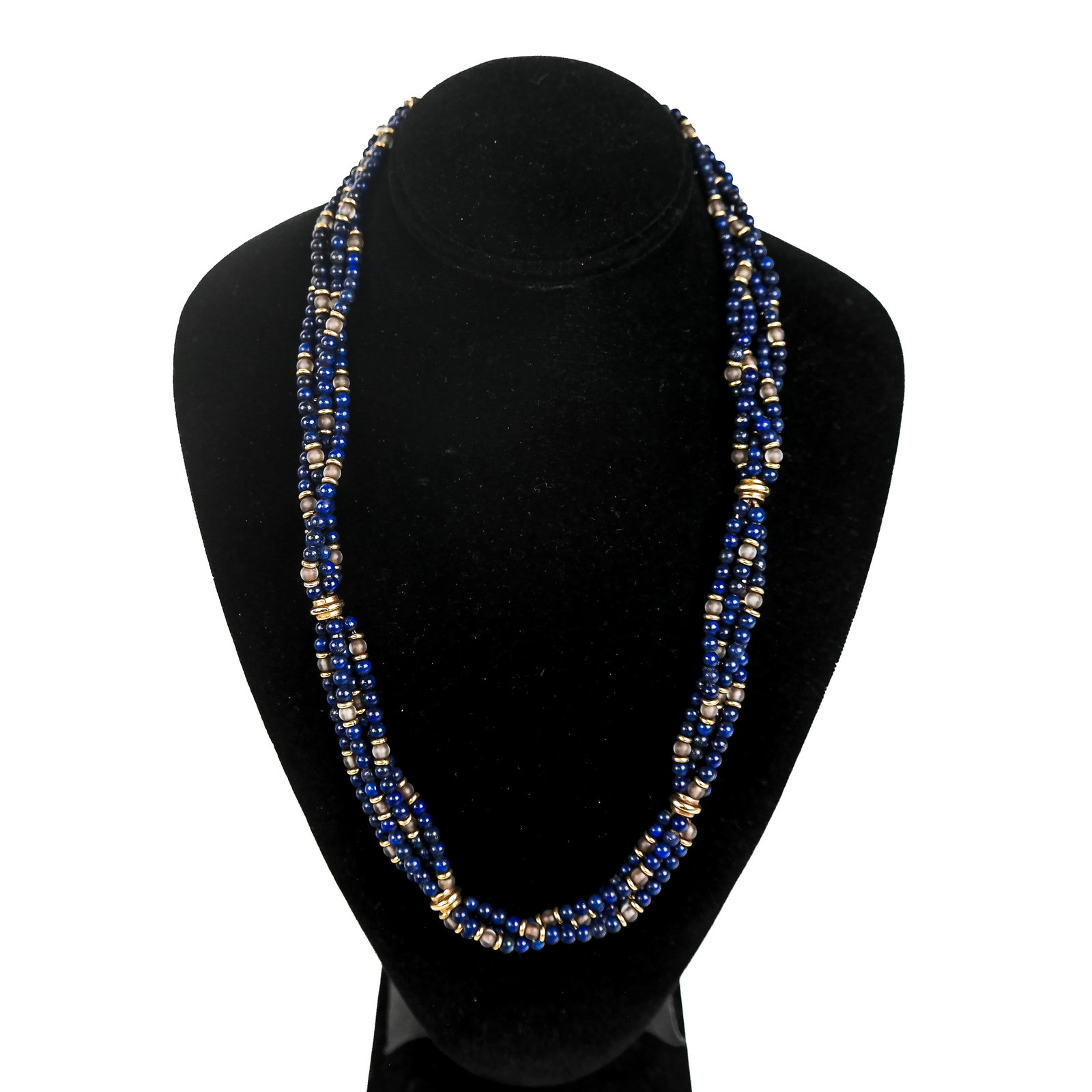 18K Sapphire Seed Necklace: 18K gold and sapphire seed necklace. 36.4 dwt. [16" L].