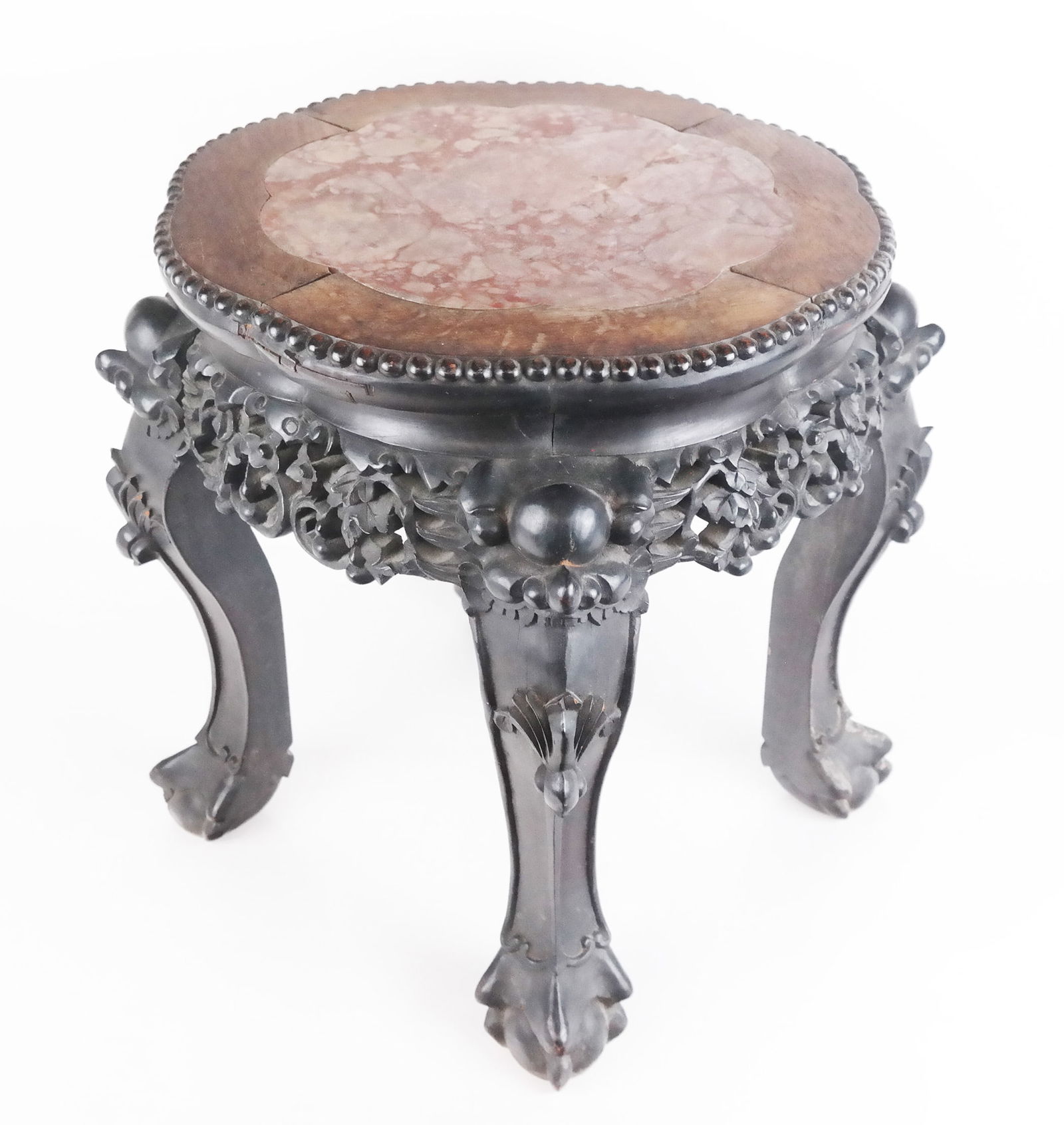 Chinese Carved Teak Taboret (1 of 8)