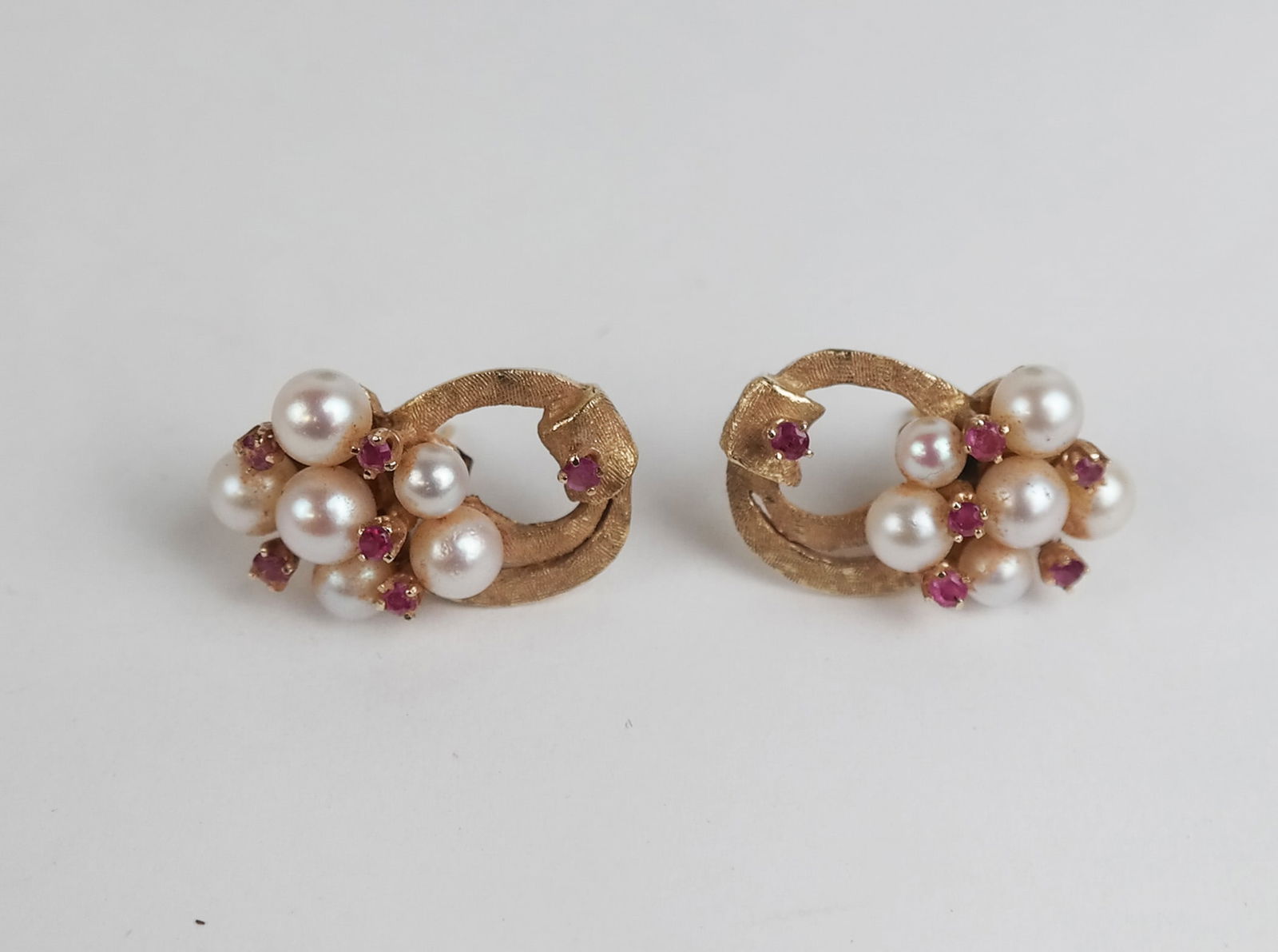 14K Gold, Pearl and Ruby Earrings (1 of 8)