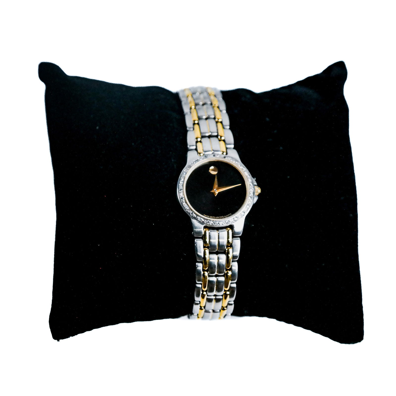 Movado "Museum" Ladies Watch: Movado "Museum" two-tone stainless steel ladies wristwatch.