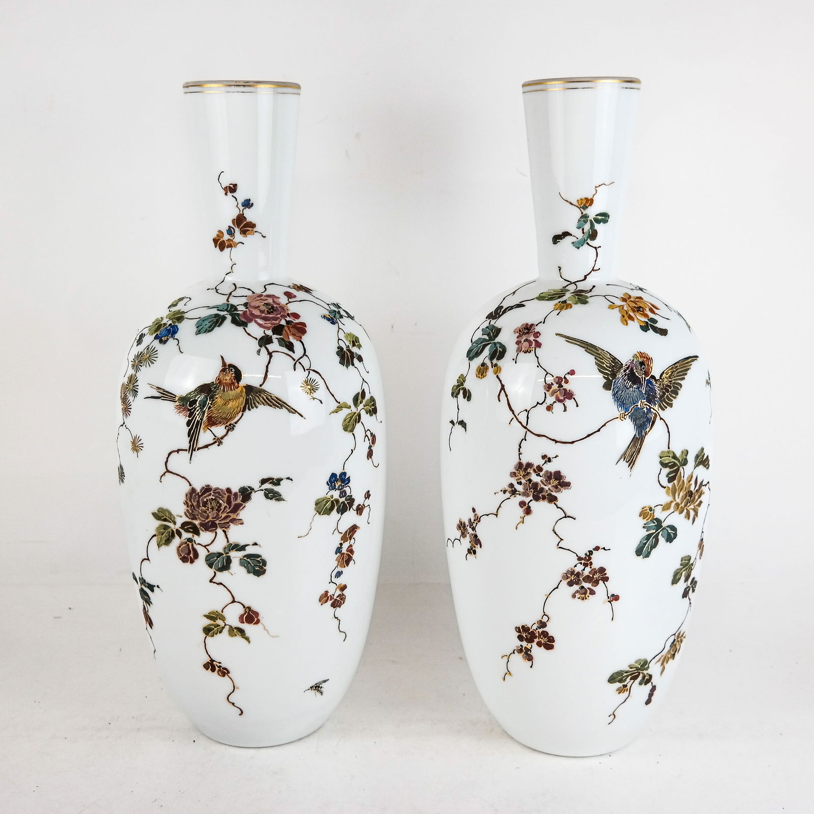Pair of Victorian White Glass Vases (1 of 7)