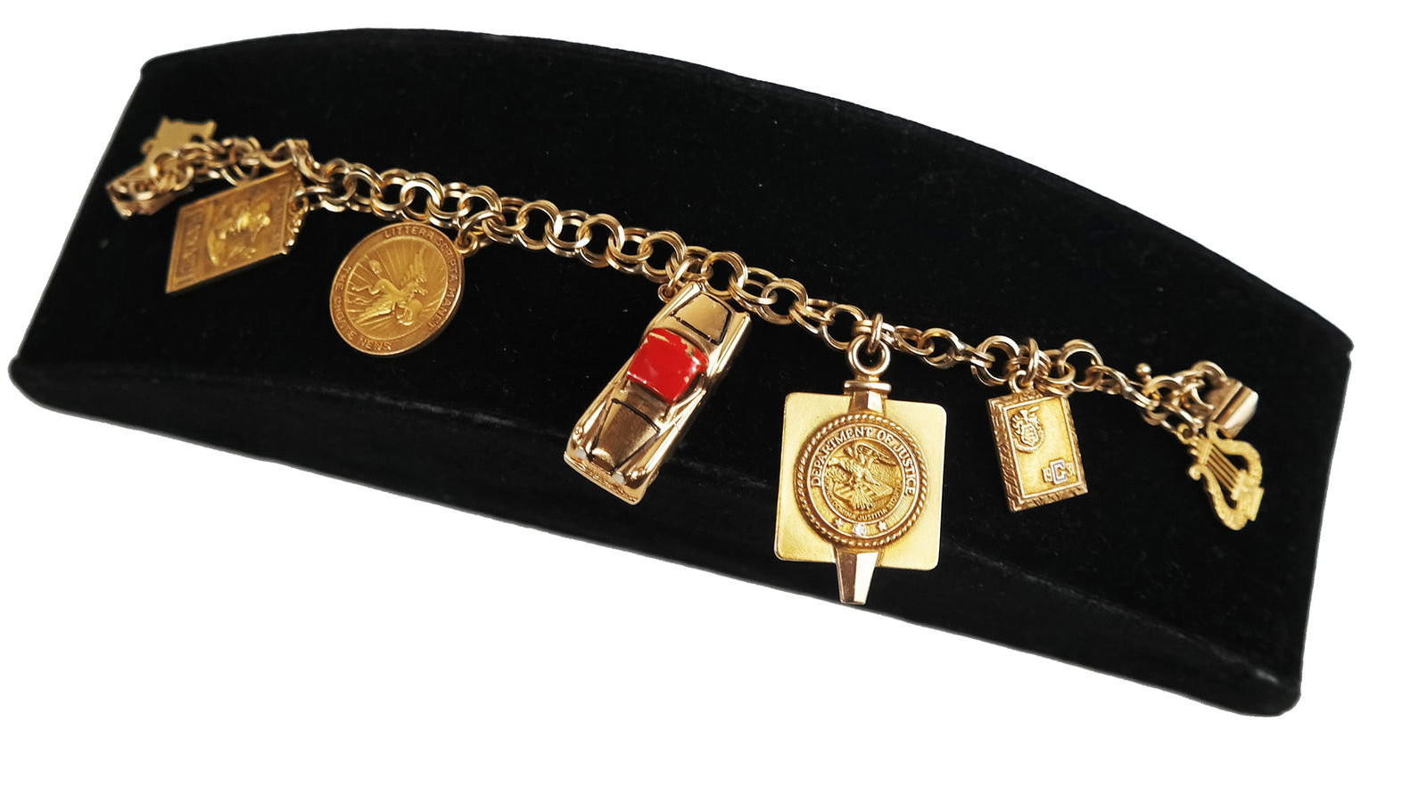 Gold, Metal & Enamel Charm Bracelet (1 of 9)