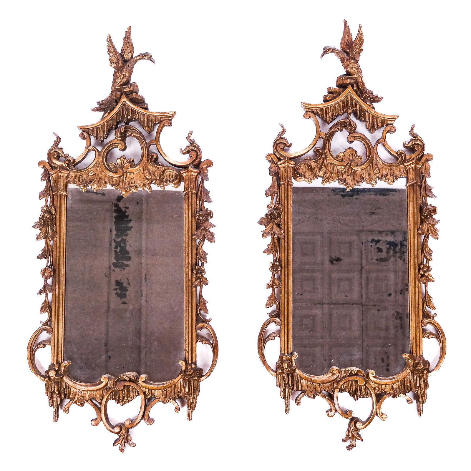 Pair of Phoenix Bird Crest Mirrors (1 of 9)
