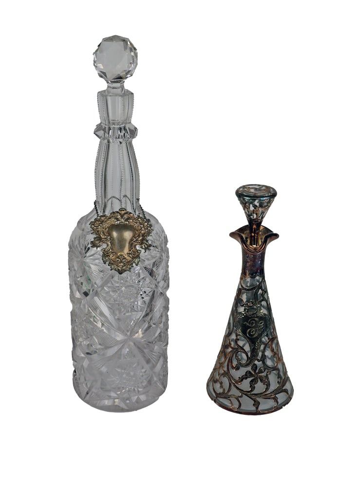 Crystal Decanter and Silver Overlay Decanter (1 of 6)