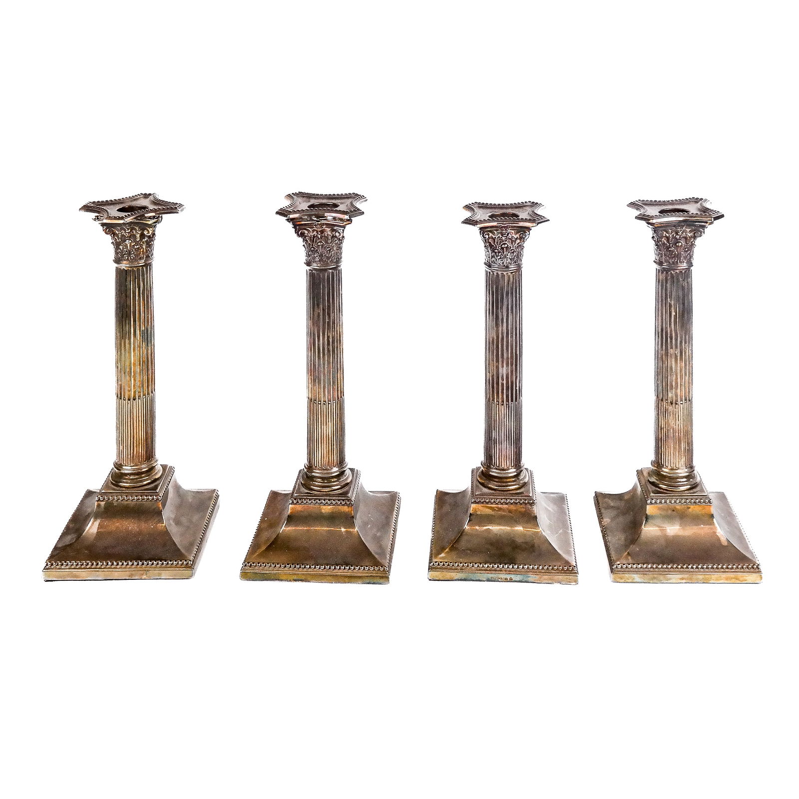 Set of 4 Silver Plate Candlesticks (1 of 9)