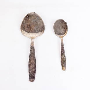 Two Allan Adler Sterling Silver Serving Pieces: Two (2) Allan Adler sterling silver serving pieces, comprising cake and dessert servers, of modern form. 6 ozt. total. [Longer: 10" L].