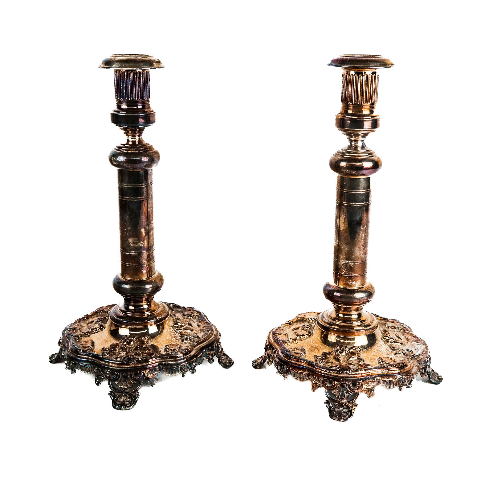 Pair of English Silver Plate Candlesticks (1 of 10)