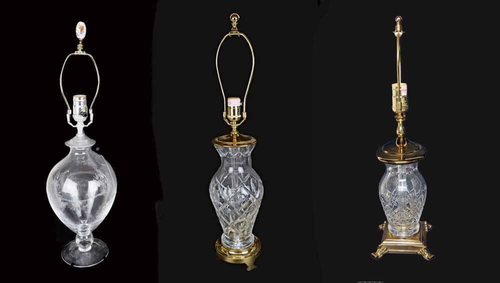 Three Glass Vase-Form Table Lamps (1 of 8)