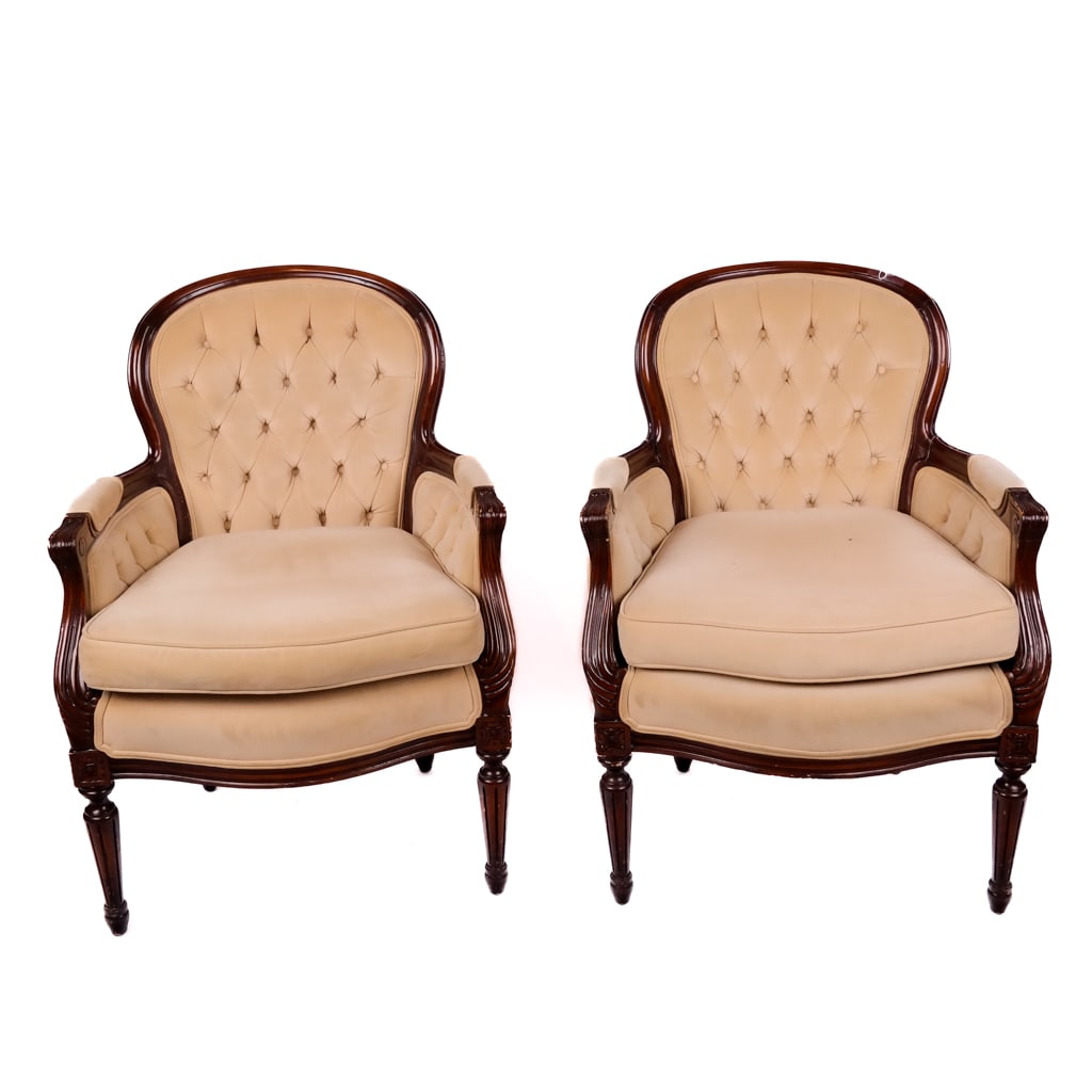 Pair of Louis XVI-Style Bergeres (1 of 9)