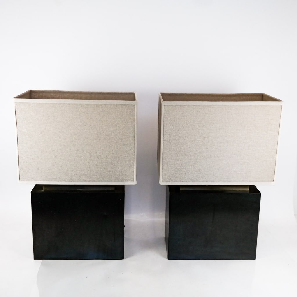 Pair of Modern Metal Canister-Form Lamps (1 of 11)