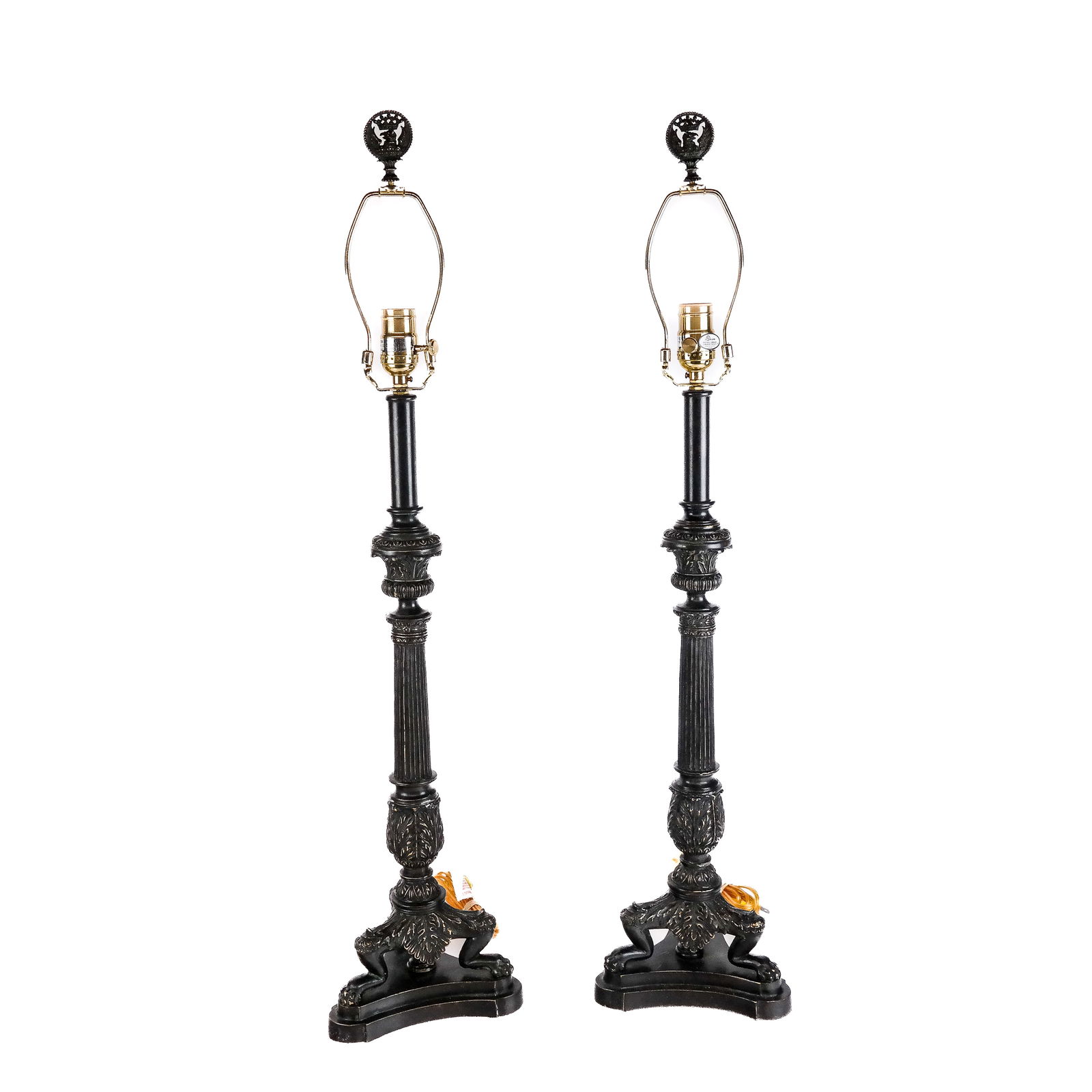 Pair of Empire-Style Bronze Lamps 20th Century (1 of 8)