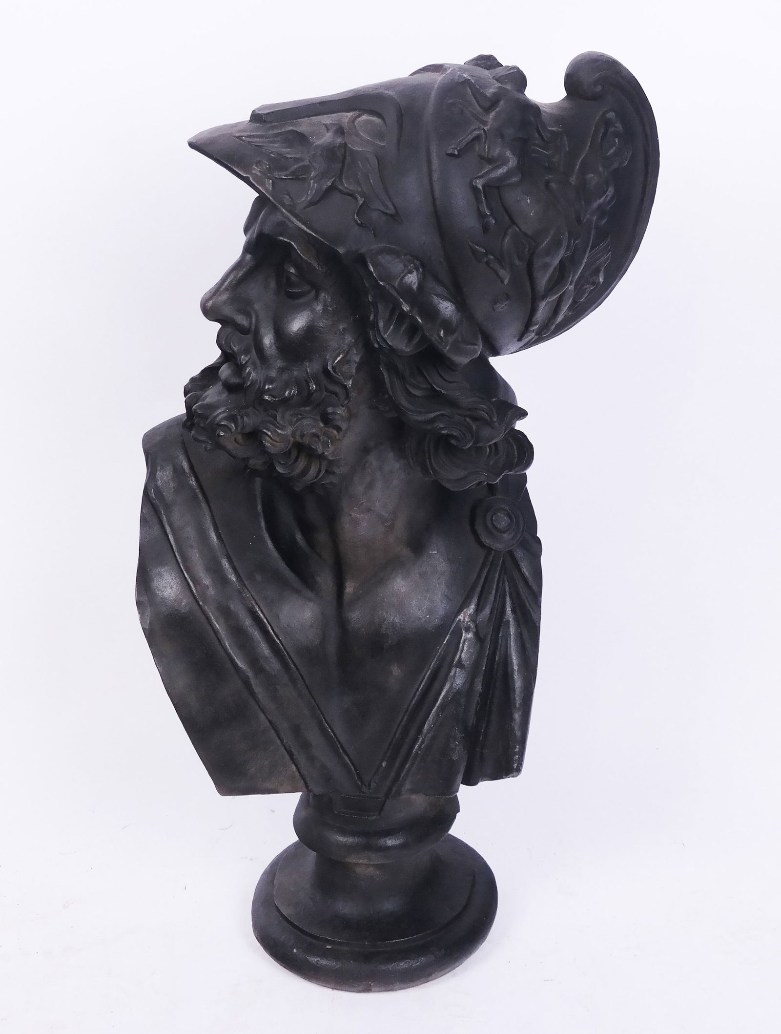 Classical-Style Black Composition Bust of Ajax (1 of 10)