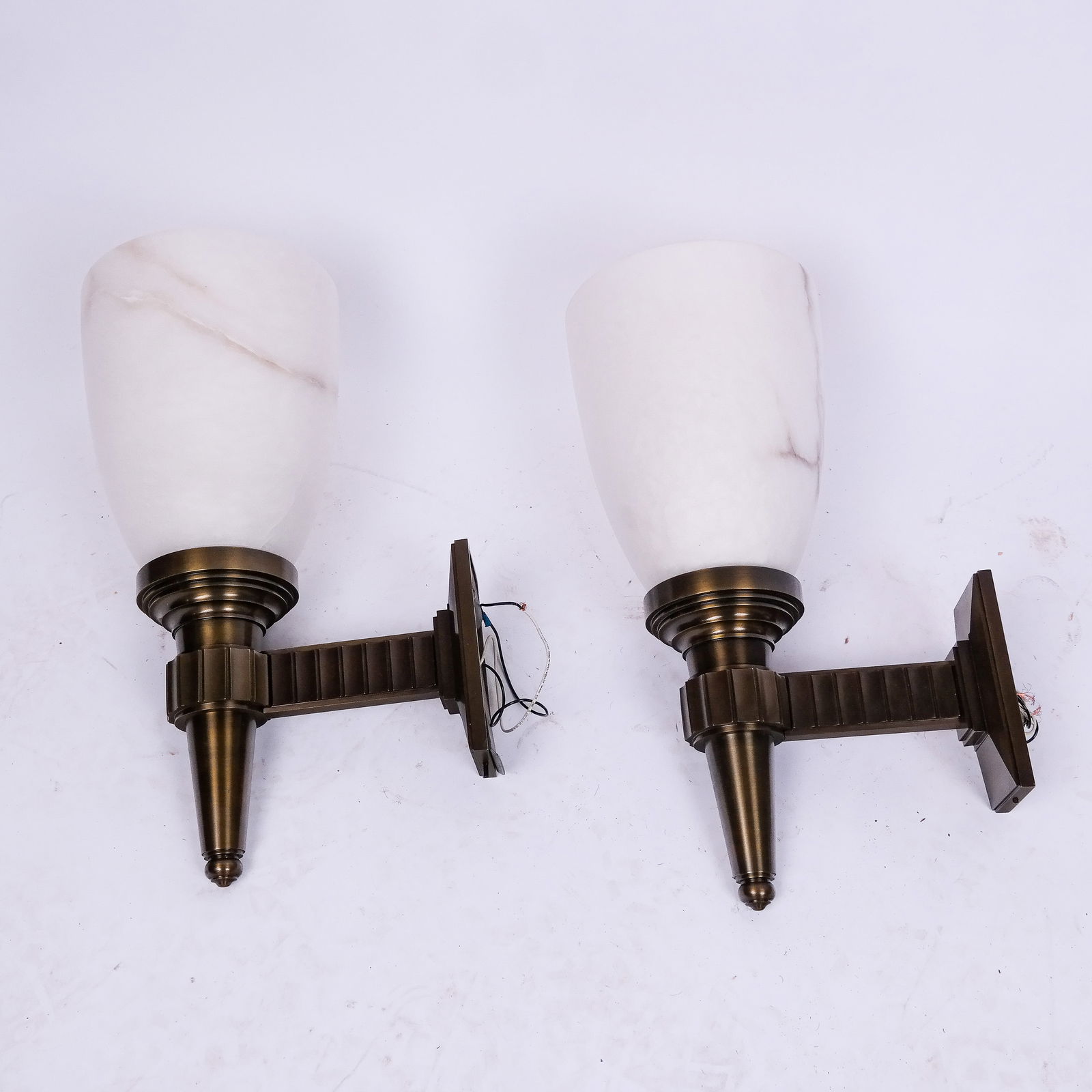 Pair of Modern Art Deco-Style Alabaster Sconces (1 of 7)