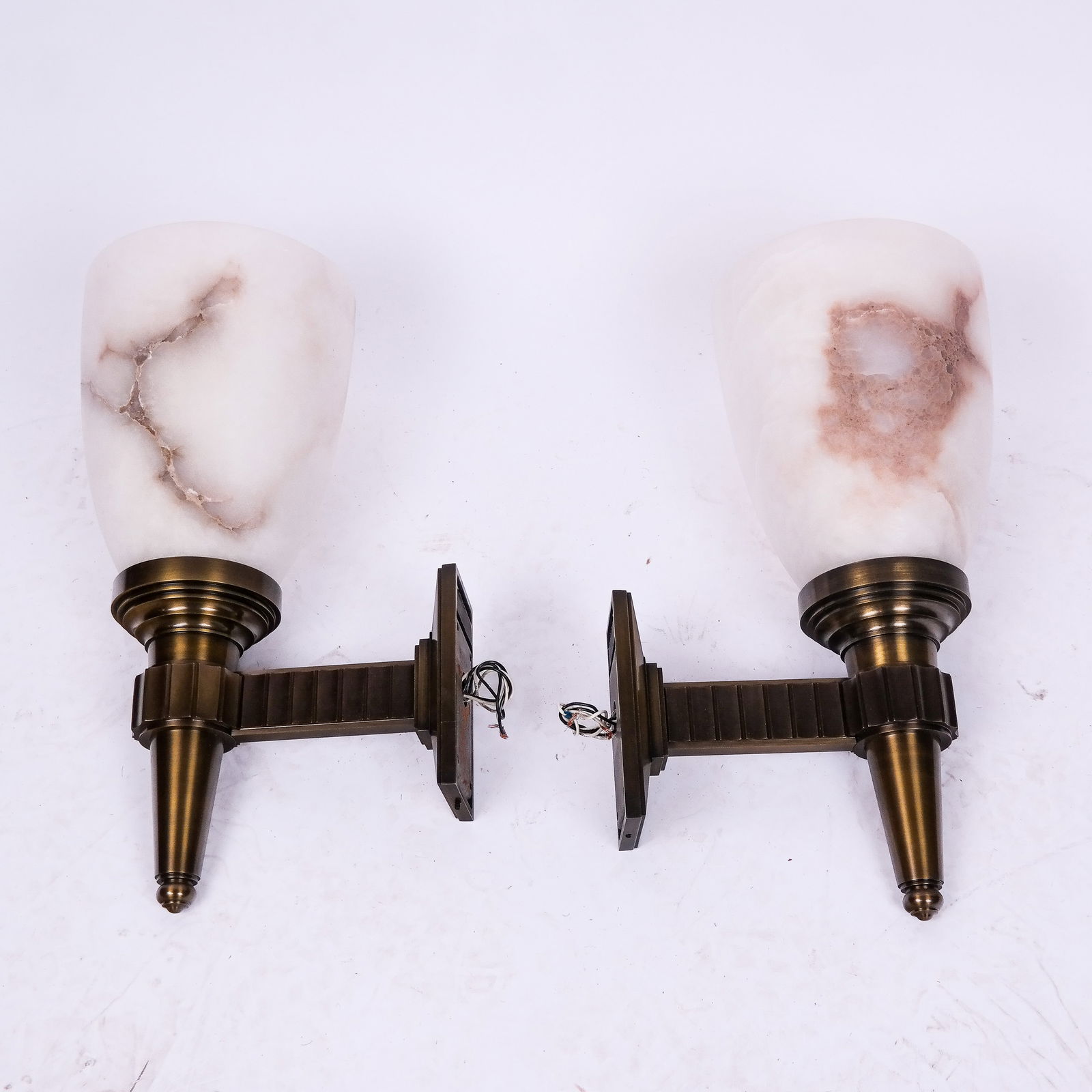 Pair of Modern Art Deco-Style Alabaster Sconces (1 of 7)