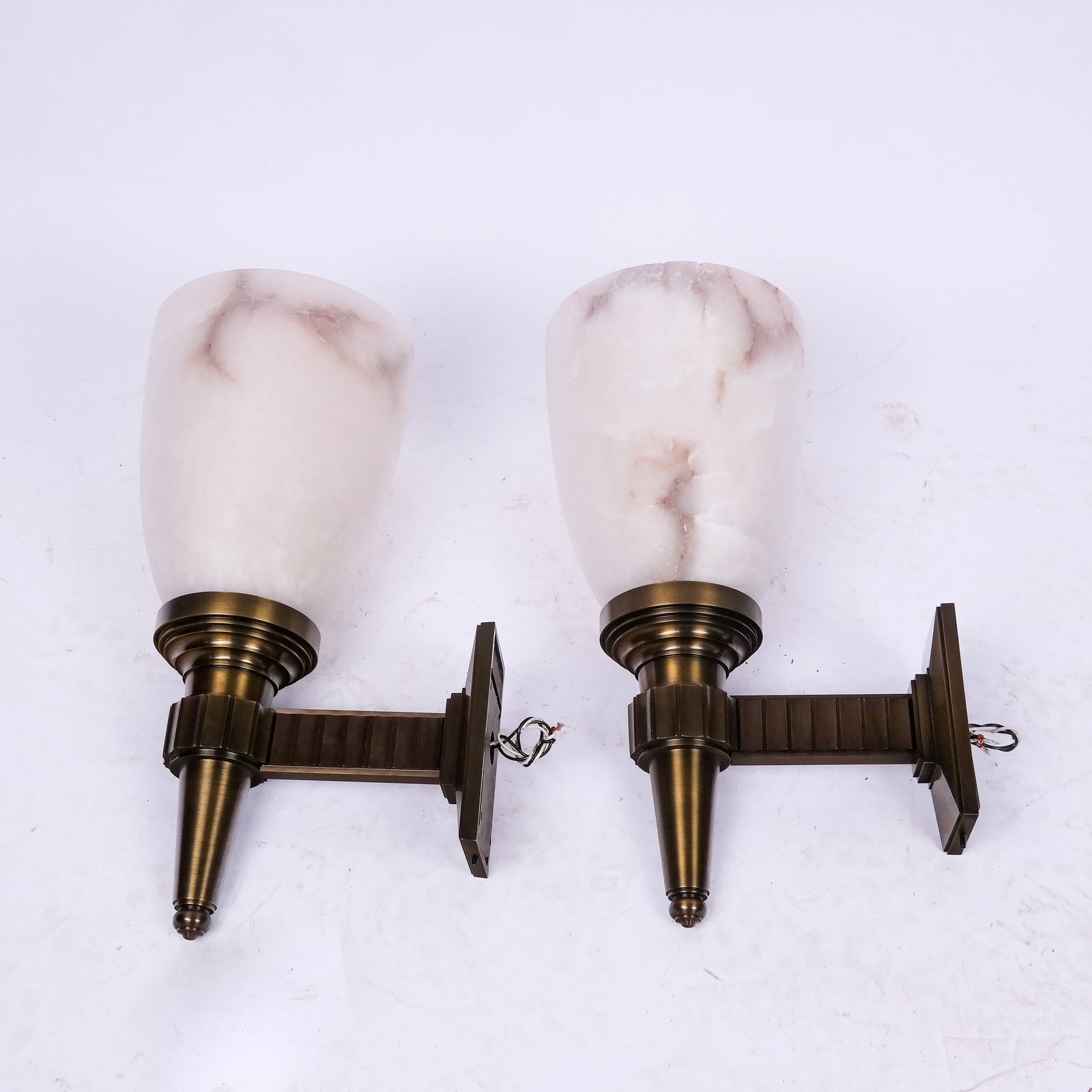 Pair of Modern Art Deco-Style Alabaster Sconces (1 of 8)