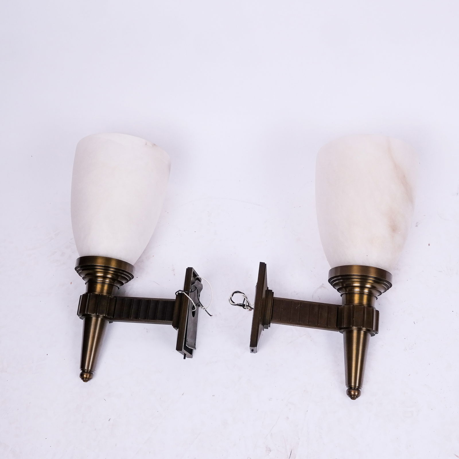 Pair of Modern Art Deco-Style Alabaster Sconces (1 of 6)