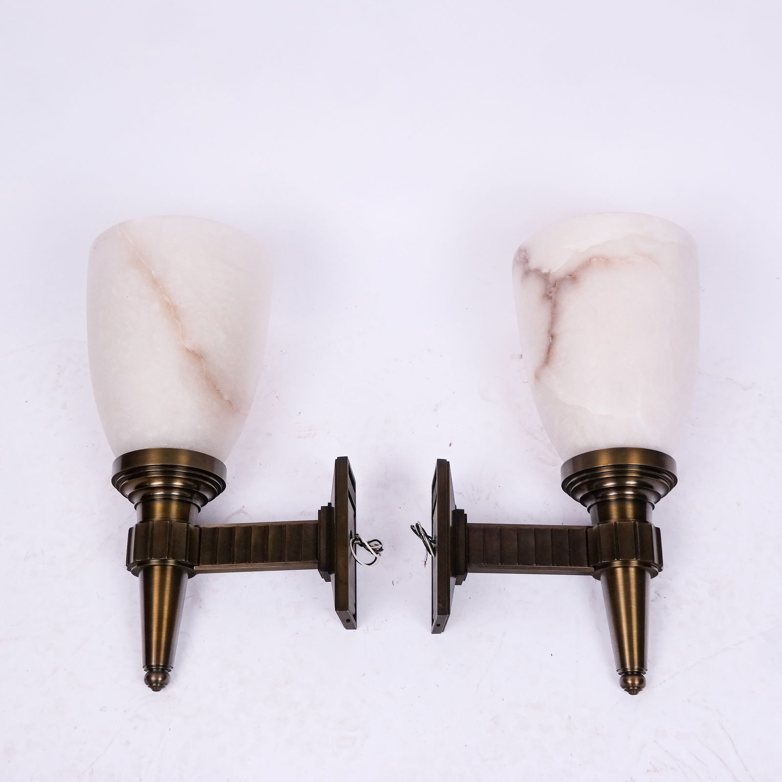 Pair of Modern Art Deco-Style Alabaster Sconces (1 of 7)