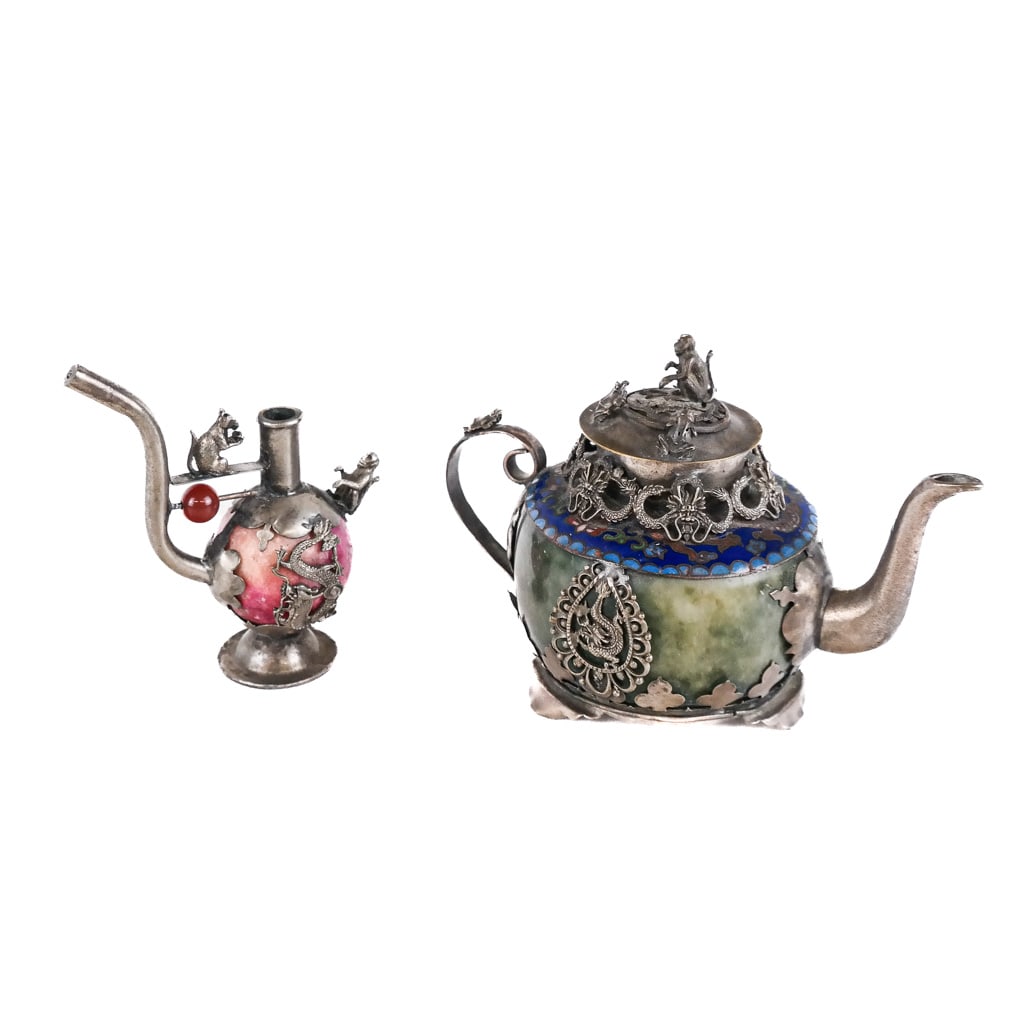 Two Metal-Mounted Mini Chinese Teapots (1 of 9)