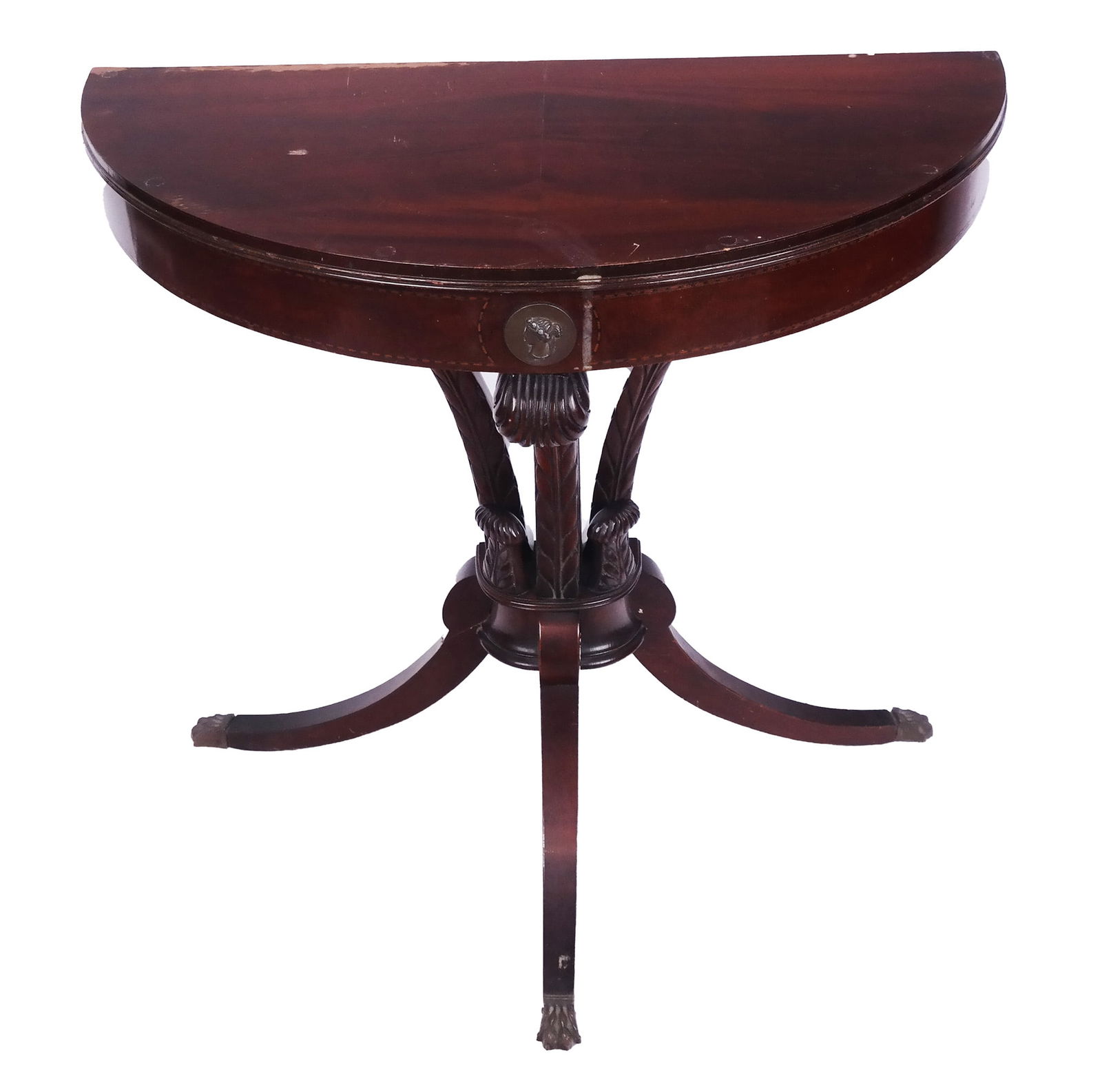 Regency-Style Mahogany Demilune Console Table (1 of 12)