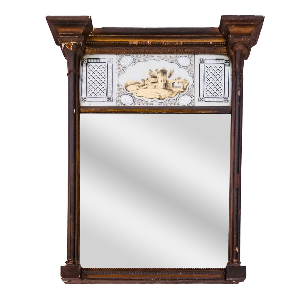 19th C. Petite Eglomise Mirror (1 of 13)