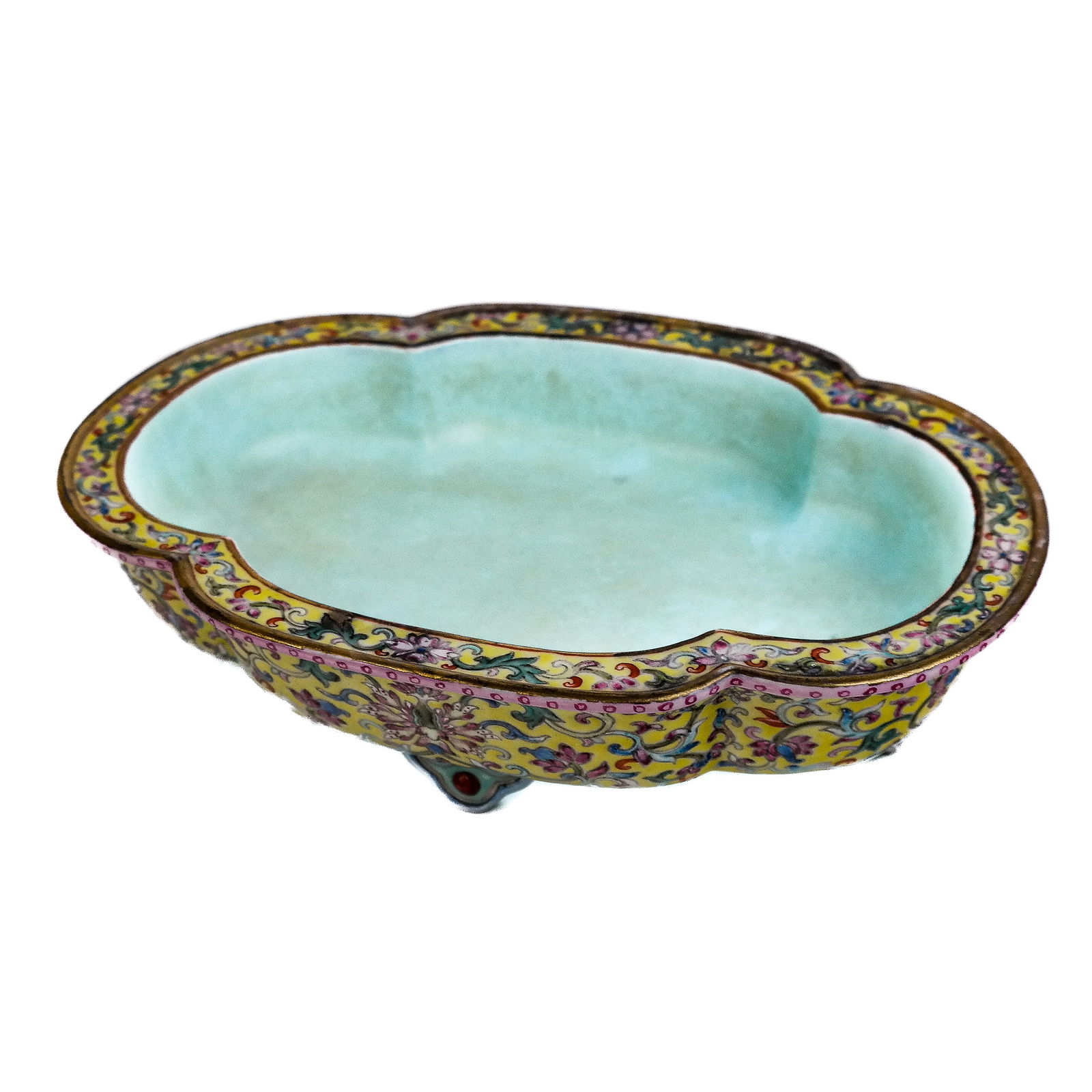 Chinese Famille Jaune Porcelain Footed Dish (1 of 7)