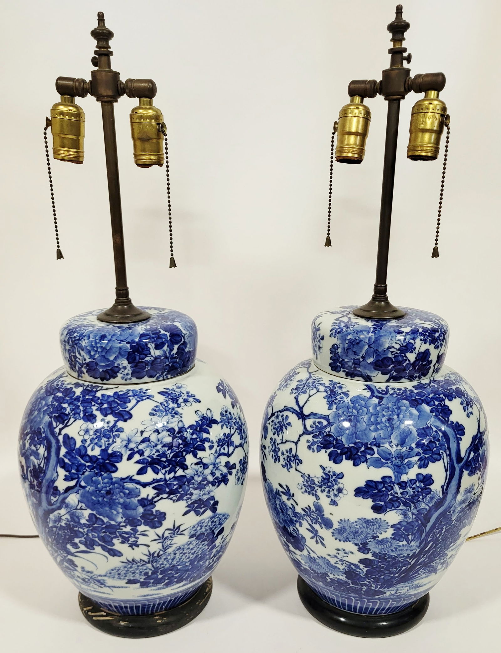 Pair of Asian 19th C. Porcelain Ginger Jar Lamps (1 of 20)
