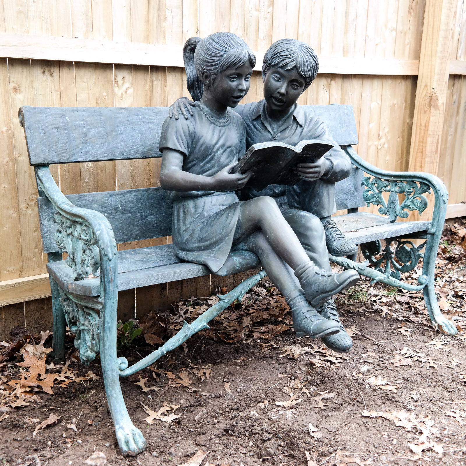 Bronze Sculpture of a Couple on a Bench (1 of 13)