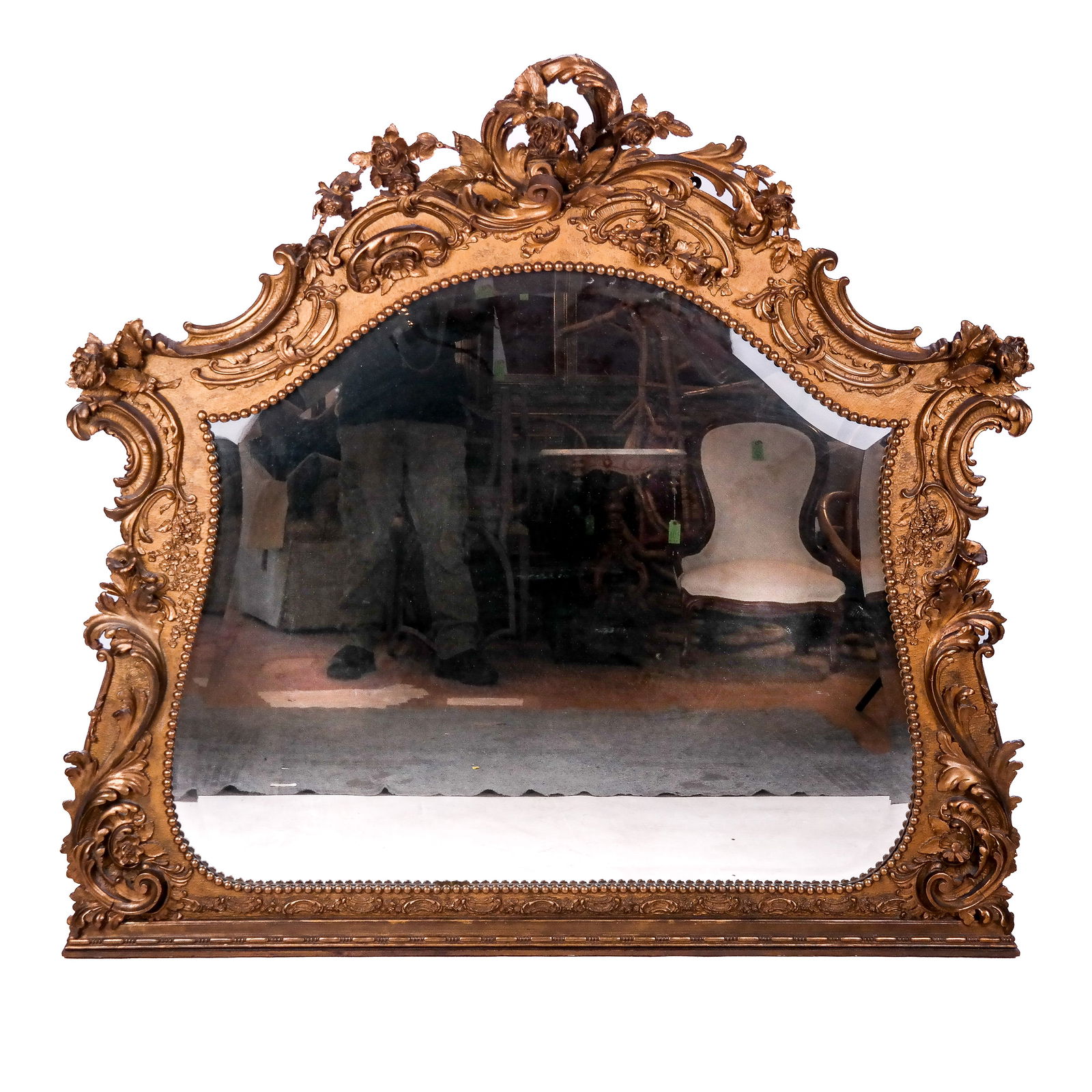 19th C. Ornate Overmantel Mirror (1 of 12)