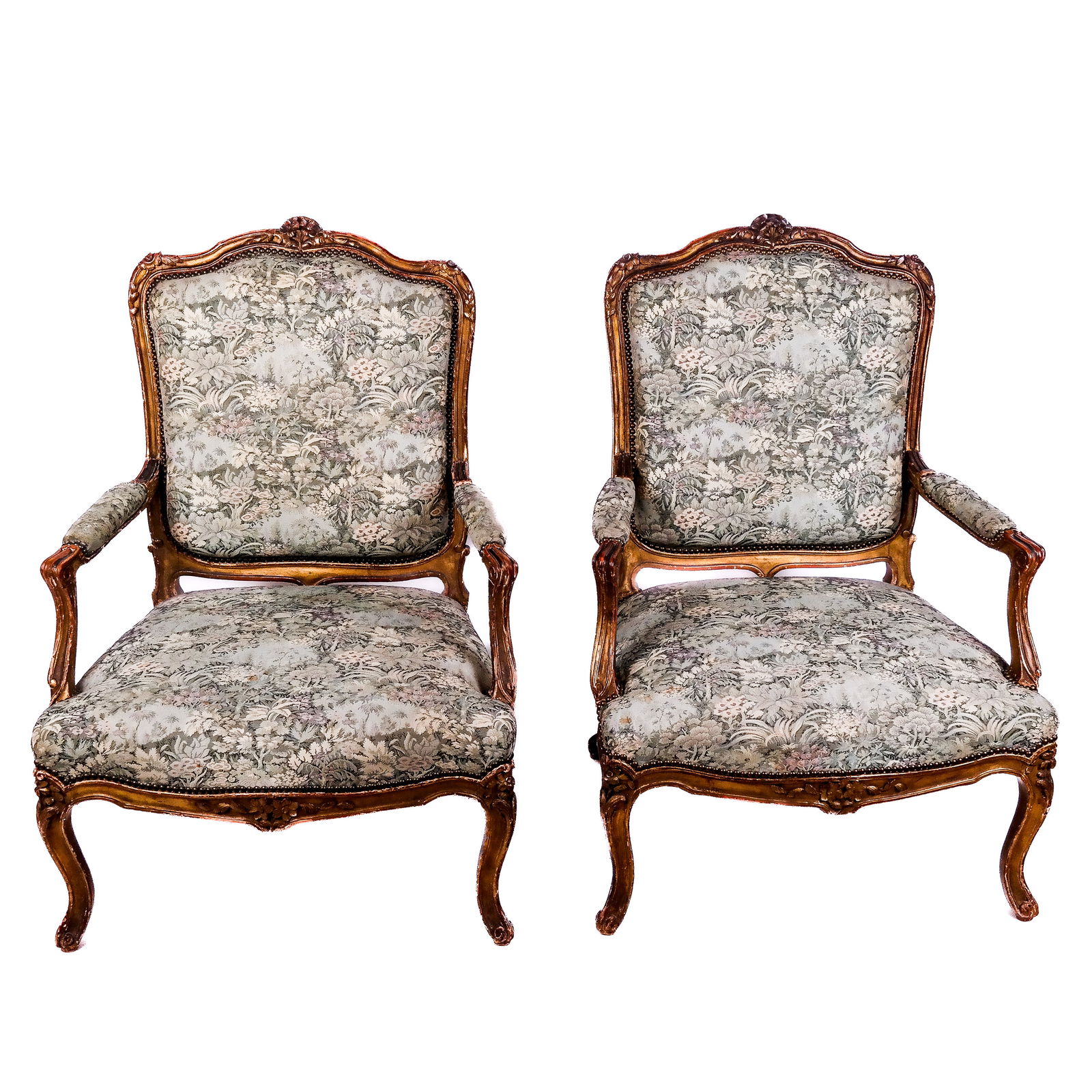Pair of 19th C. French Giltwood Armchairs (1 of 10)