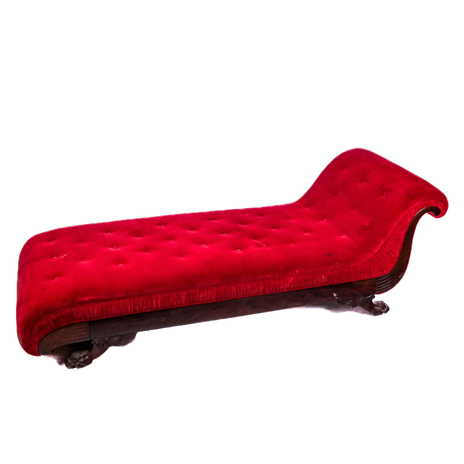 Empire Red-Upholstered Chaise (1 of 7)
