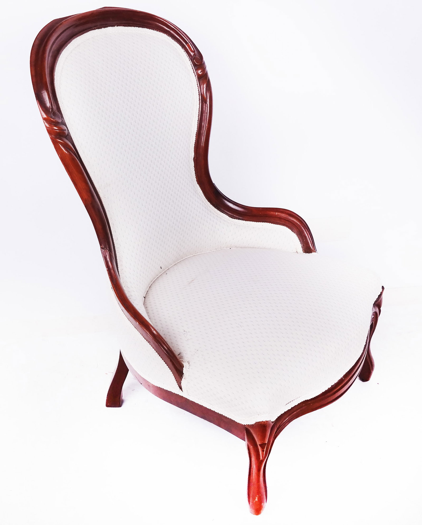 Victorian Ladies Slipper Chair: 19th century American mahogany ladies slipper chair. [36" H x 24" W x 24" D; 12 3/4" to seat].