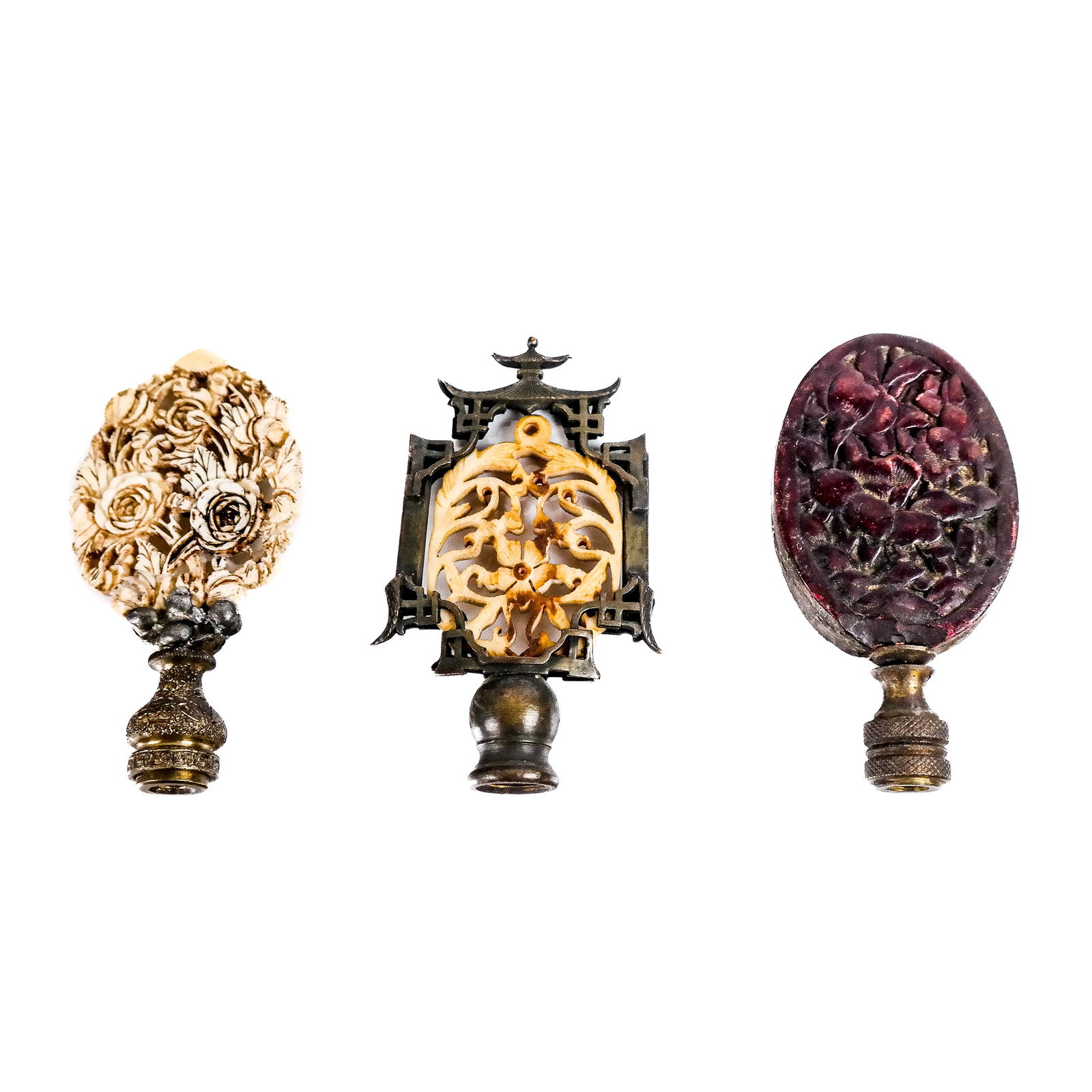 Group of Three Chinese Carved Finials (1 of 11)