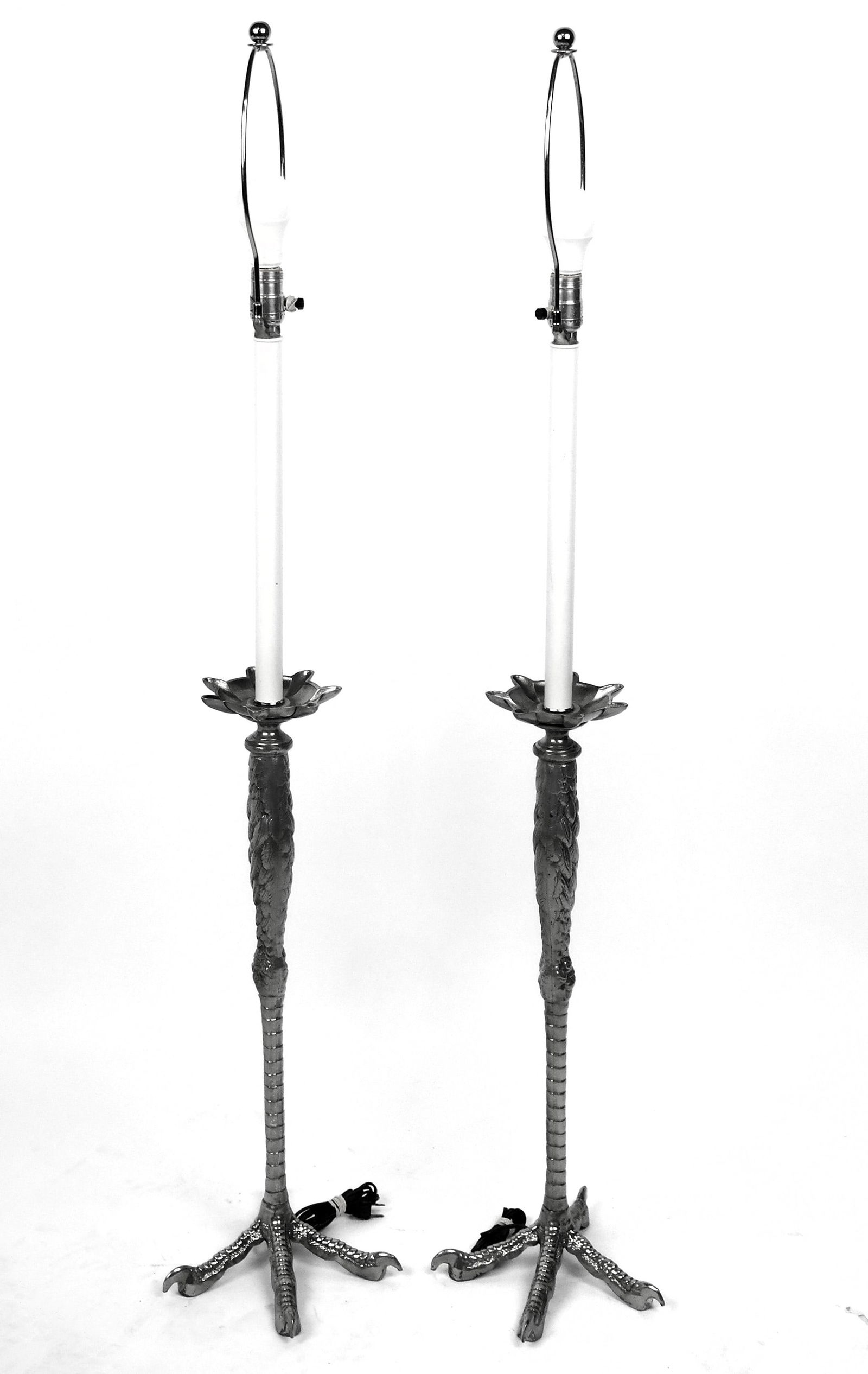 Large Pair of Whimsical Cast Metal Table Lamps (1 of 5)