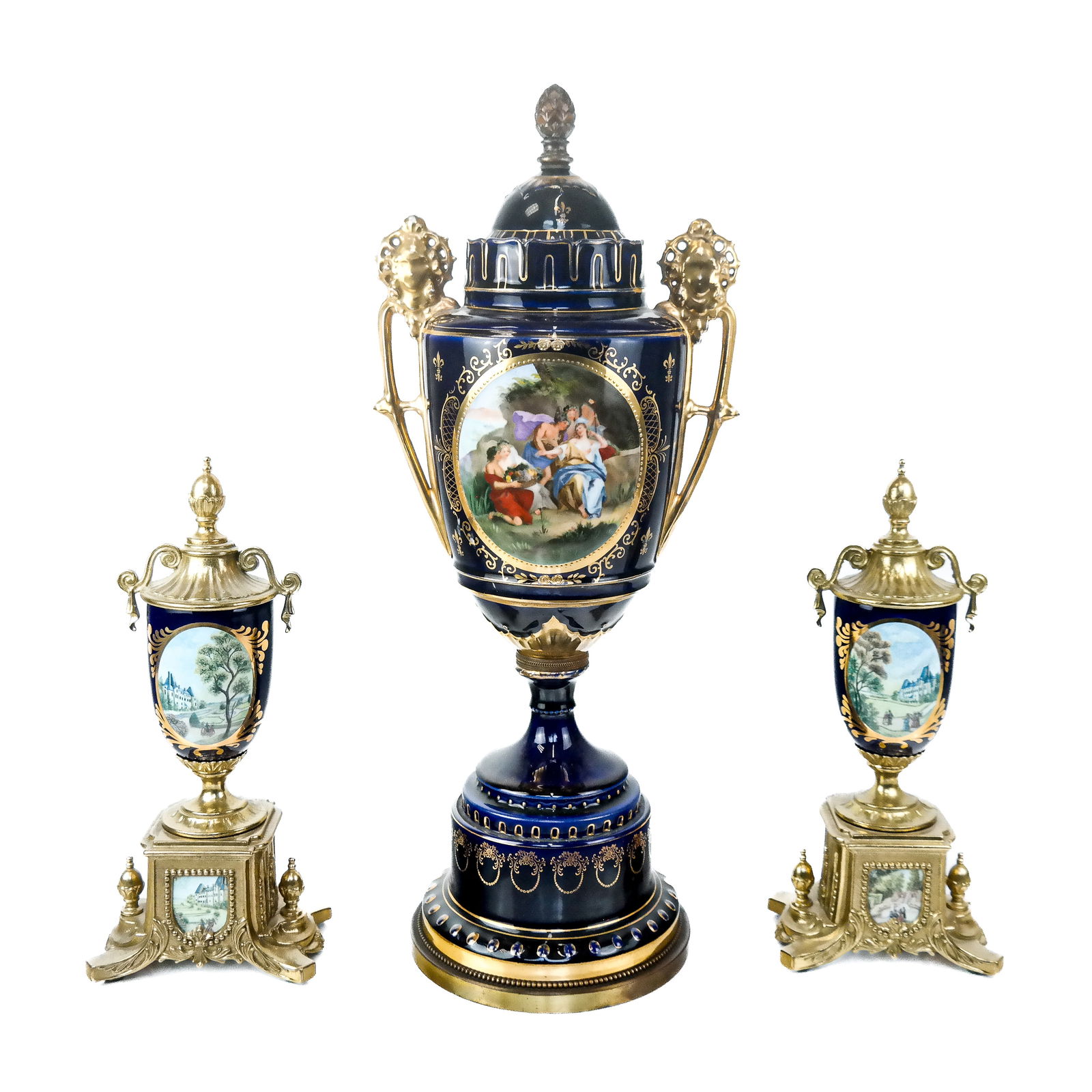 Sevres-Style Porcelain & Gilt Metal Garniture (1 of 10)