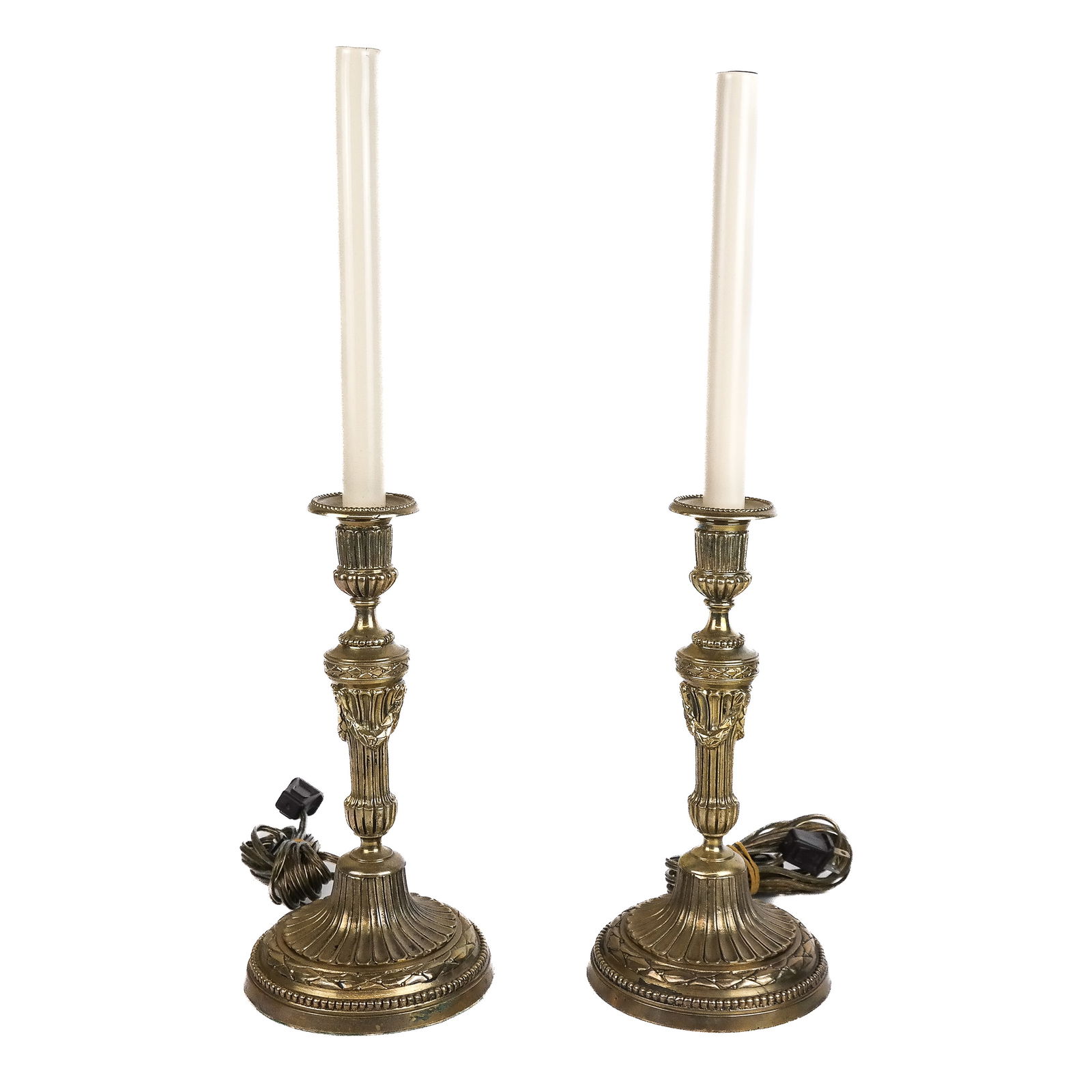 Pair of French Bronze Candlestick Lamps (1 of 8)