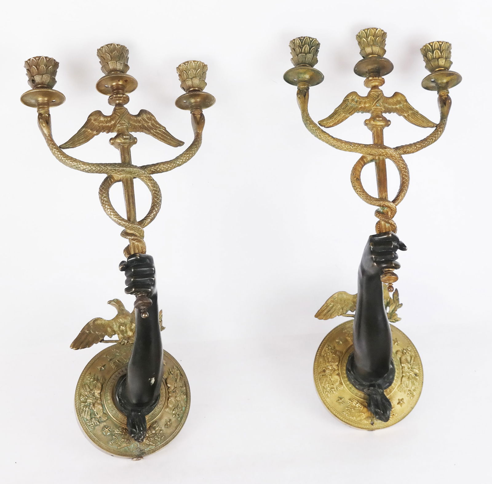 Pair of American Empire-Style Bronze Sconces (1 of 15)